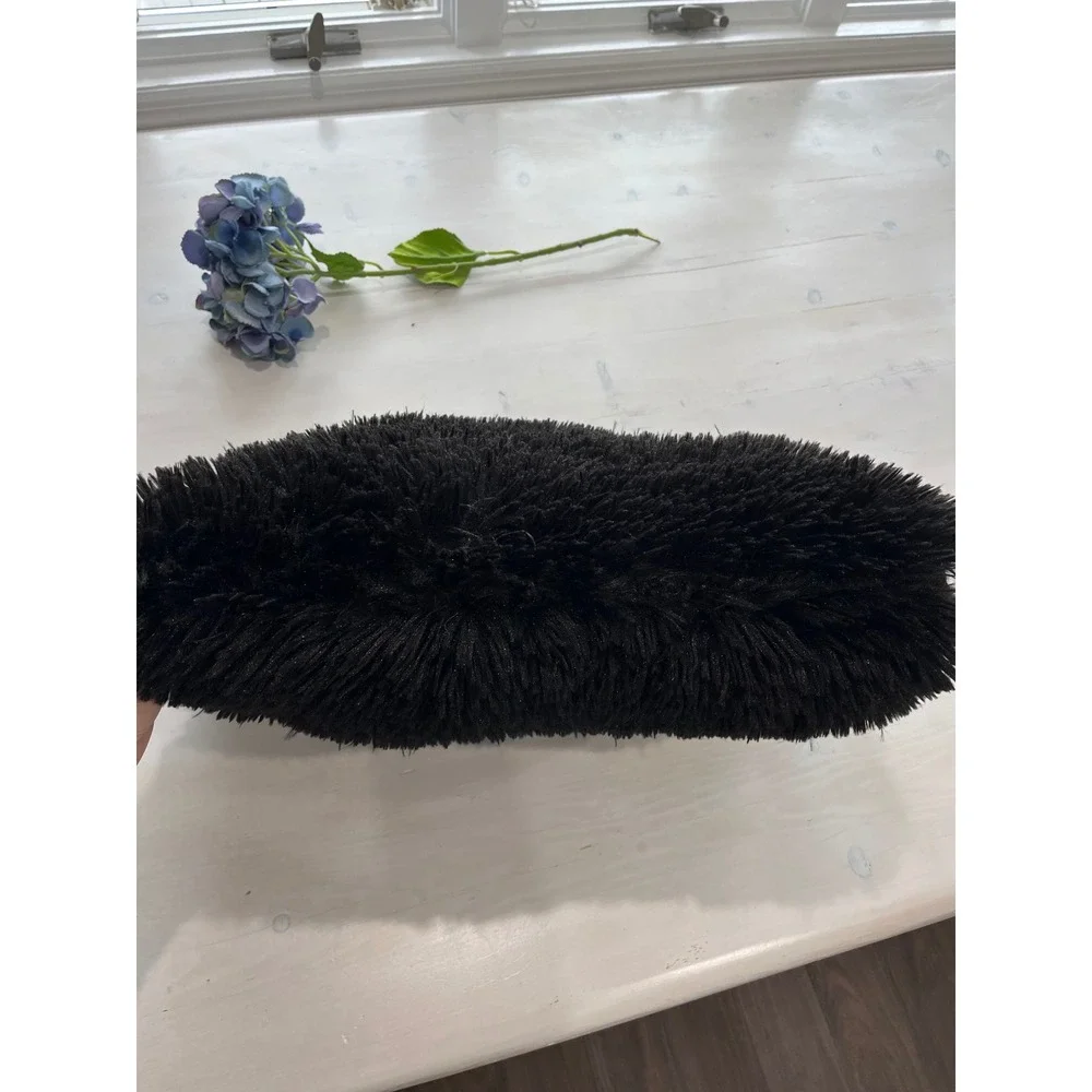 Black Faux Fur Pillow Decorative Throw‎ Pillow Soft Plush Cushion Cover